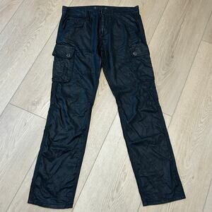 AX/Armani Exchange Coated Black denim Cargo Pants size 33 x 32